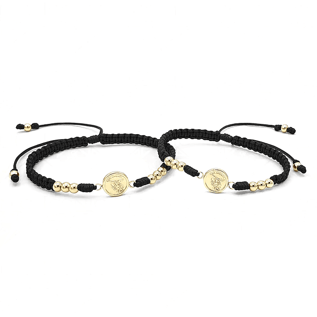 Par de Pulseras San Miguel Arcángel Oro Laminado 18k 2