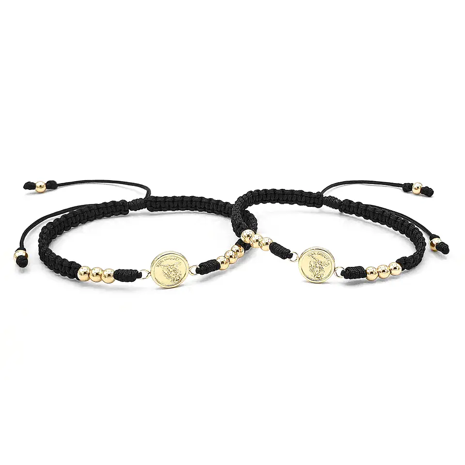 Pulseras para Parejas San Miguel Arcángel Oro Laminado 18k 2