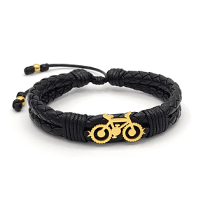 Pulsera Bicicleta Cicla Cuero Trenzado Acero