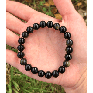 Pulsera Piedra Obsidiana Dorada 8mm