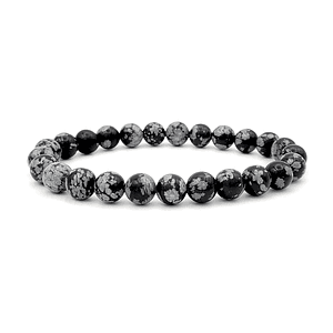 Pulsera con Piedra Obsidiana Copo de Nieve 8mm