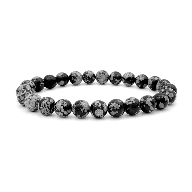 Pulsera con Piedra Obsidiana Copo de Nieve 8mm 1