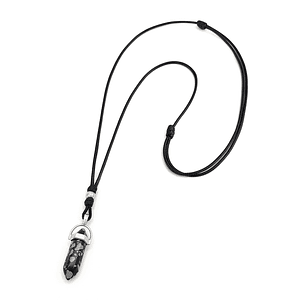 Collar Péndulo Piedra Obsidiana Copo de Nieve