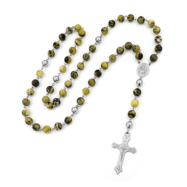 Rosario Acero Plateado Serpentina 8mm 1