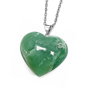 Cadena Corazón Cuarzo Verde