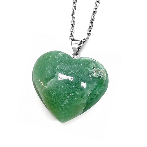 Cadena Corazón Cuarzo Verde