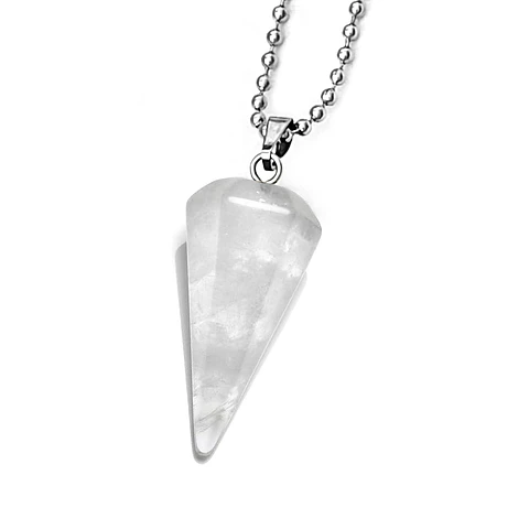 Collar Péndulo Cuarzo Cristal Cadena Acero Inoxidable