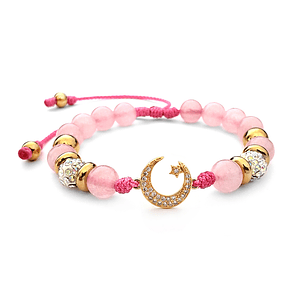 Pulsera Luna Cuarzo Rosado Acero