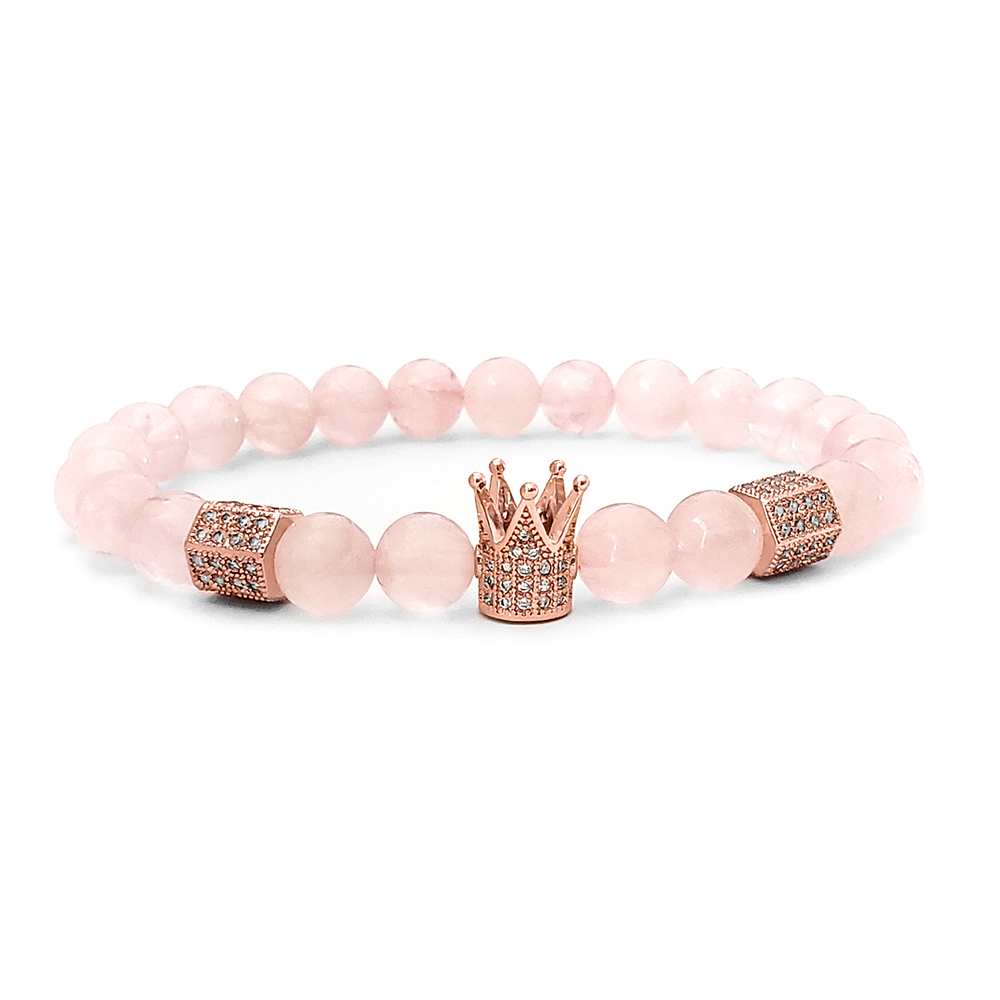 Pulsera Corona Cuarzo Rosado 