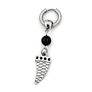 Arete Solitario Piedra Ónix Acero Colmillo