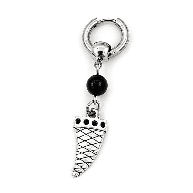 Arete Solitario Piedra Ónix Acero Colmillo 1