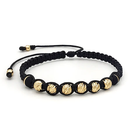 Pulsera Tejida Oro Laminado 18k Diamantado (6mm)