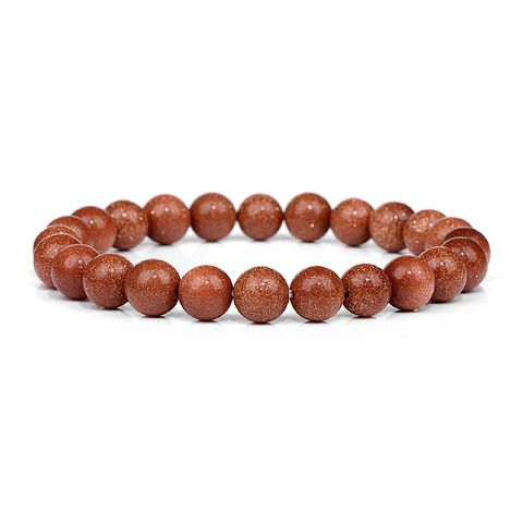 Pulsera Piedra Lluvia de Oro 8mm Prosperidad y Abundancia