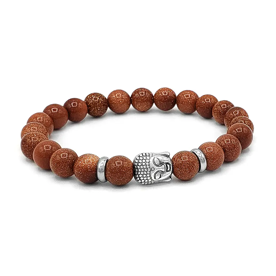 Pulsera Piedra Lluvia de Oro Buda Prosperidad y Abundancia 1