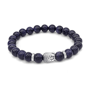 Pulsera Piedra Lluvia de Plata y Buda