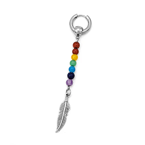 Arete Solitario 7 Chakras con Pluma