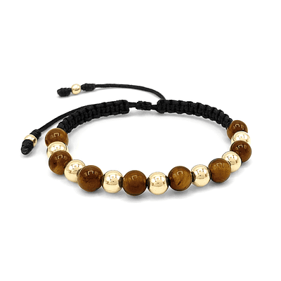 Pulsera Piedra Ojo de Tigre con Oro Laminado 18k - CAFÉ