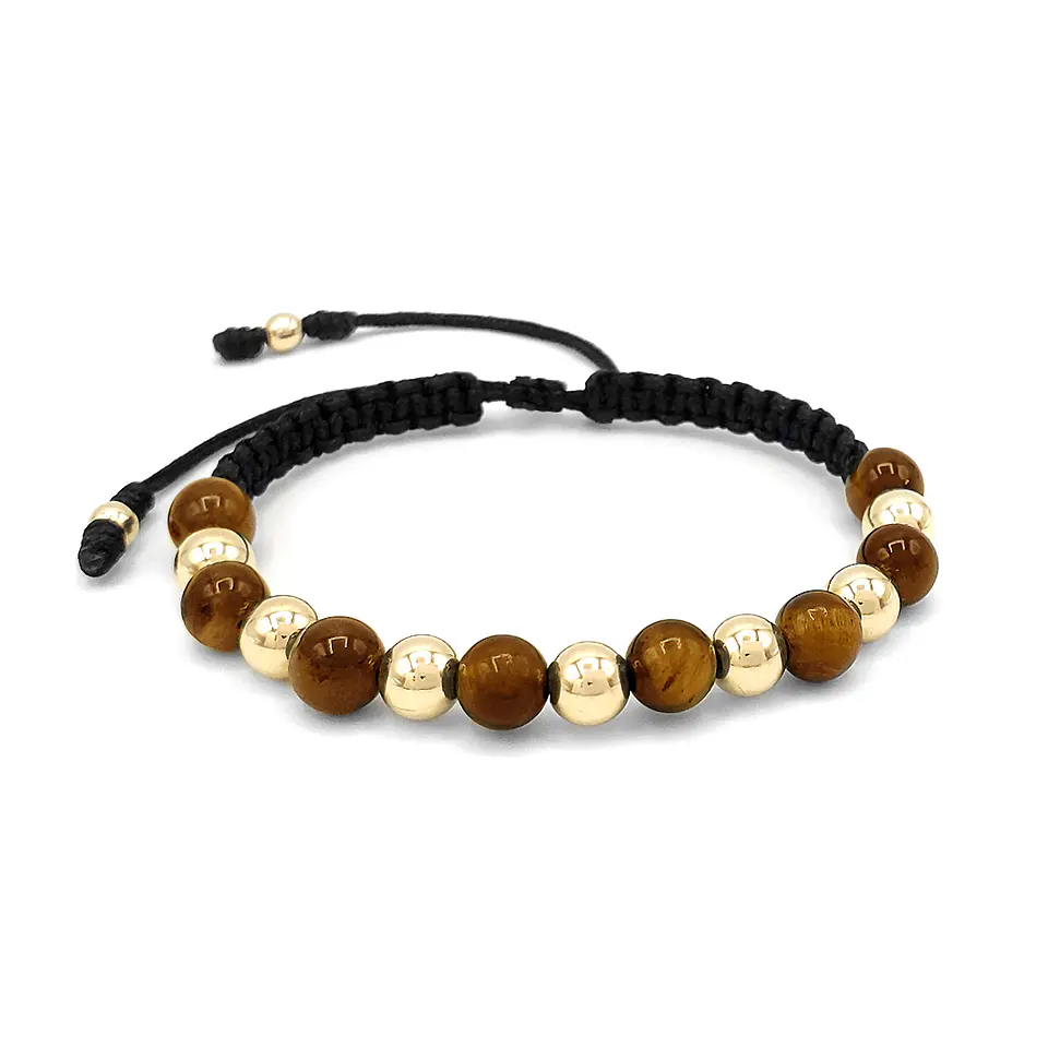 Pulsera Piedra Ojo de Tigre con Oro Laminado 18k 7