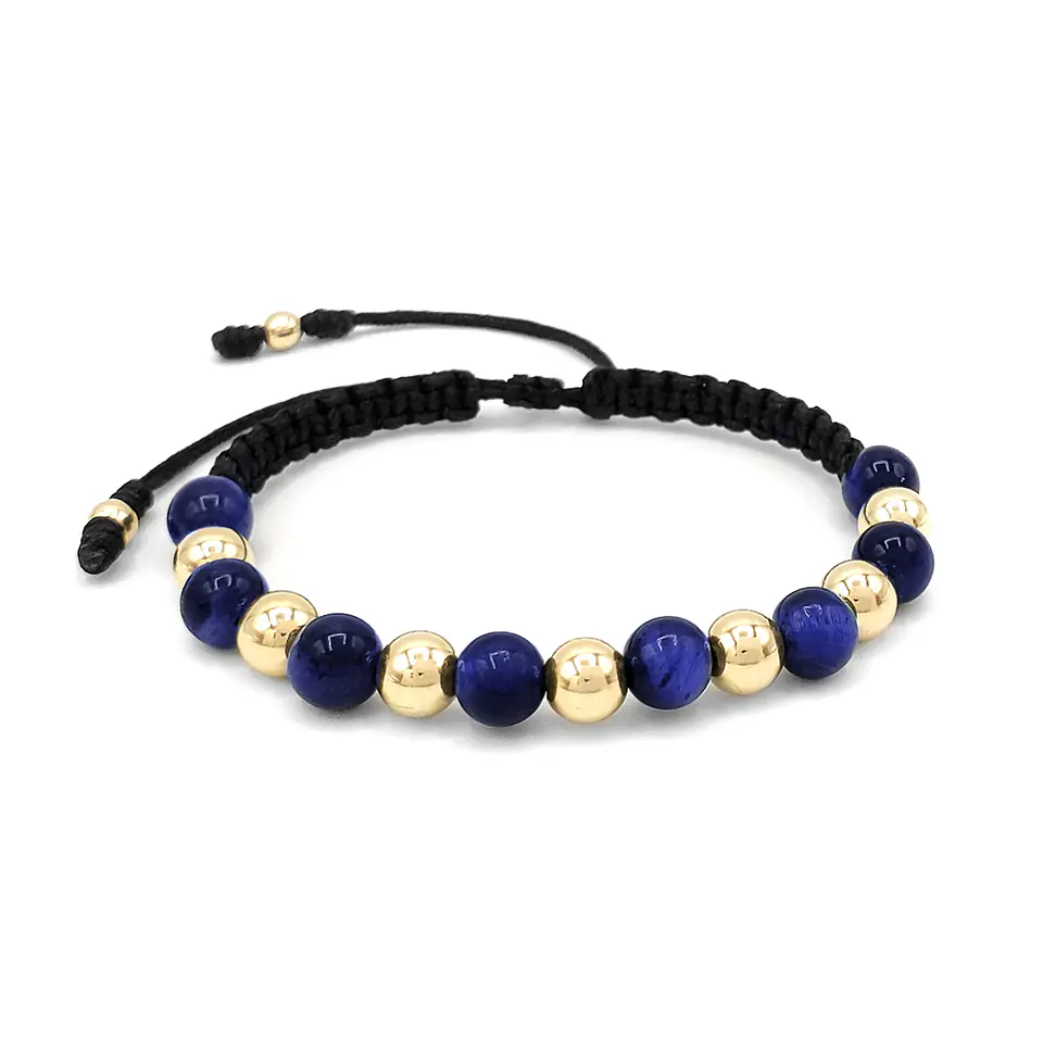 Pulsera Piedra Ojo de Tigre con Oro Laminado 18k 1