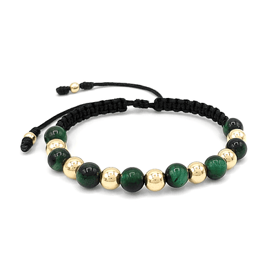 Pulsera Piedra Ojo de Tigre con Oro Laminado 18k - VERDE