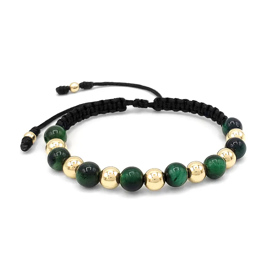 Pulsera Piedra Ojo de Tigre con Oro Laminado 18k 4