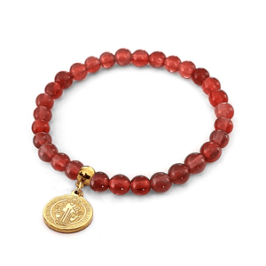 Pulsera San Benito Piedra Cornalina Acero