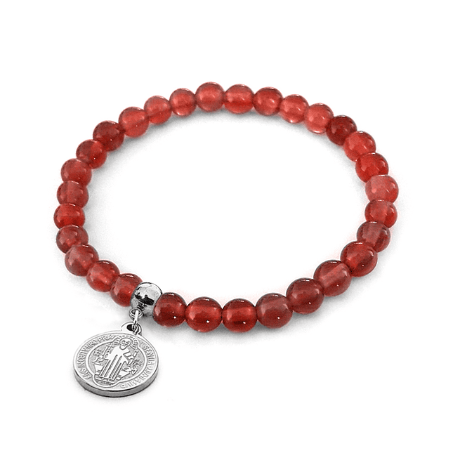Pulsera San Benito Piedra Cornalina Acero 2