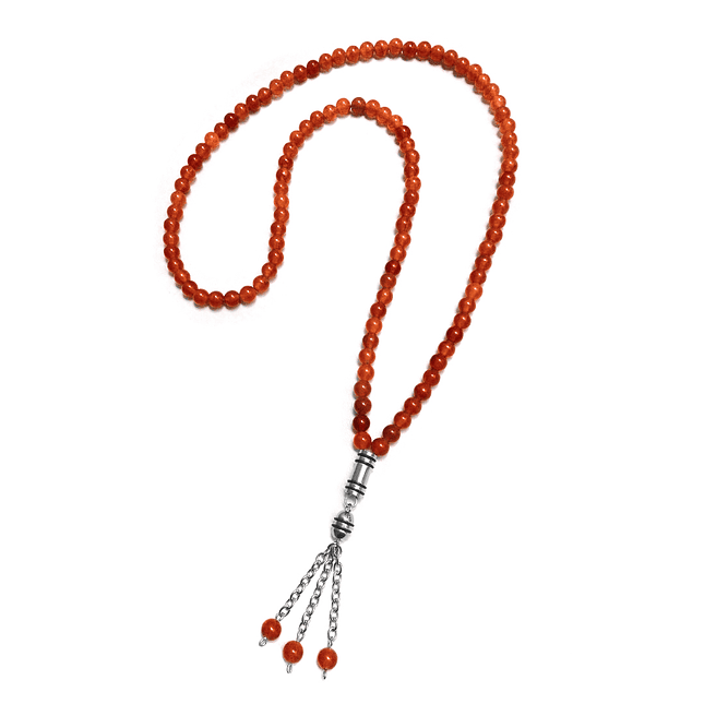 Japa Mala Rosario Budista Piedra Cornalina Acero 1