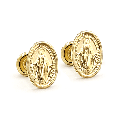 Topos Aretes Virgen Milagrosa Oro Laminado 18k