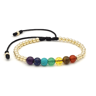 Pulsera 7 Chakras con Oro Laminado 18k 