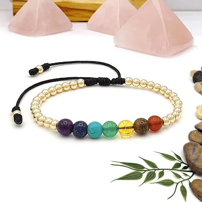 Pulsera 7 Chakras con Oro Laminado 18k 