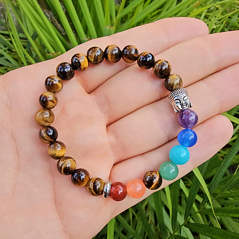 Pulsera 7 Chakras Buda Piedra Ojo de Tigre