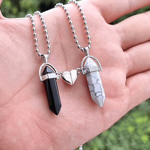 Cadenas para Parejas Péndulos Onix Howlita Corazón Imantado