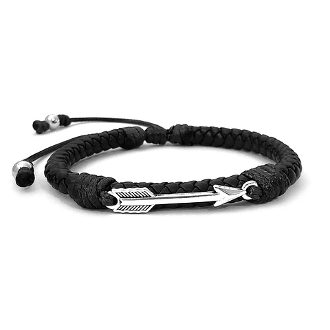 Pulsera Flecha con Cuero Trenzado