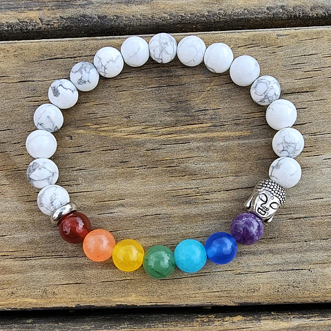 Pulsera 7 Chakras Buda Piedra Howlita
