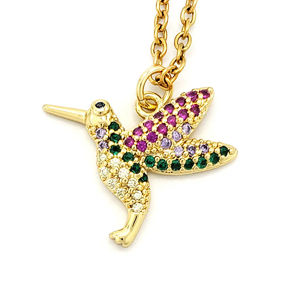 Cadena Colibrí Acero Dorado Rodio 1