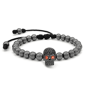 Pulsera Calavera Piedra Hematita