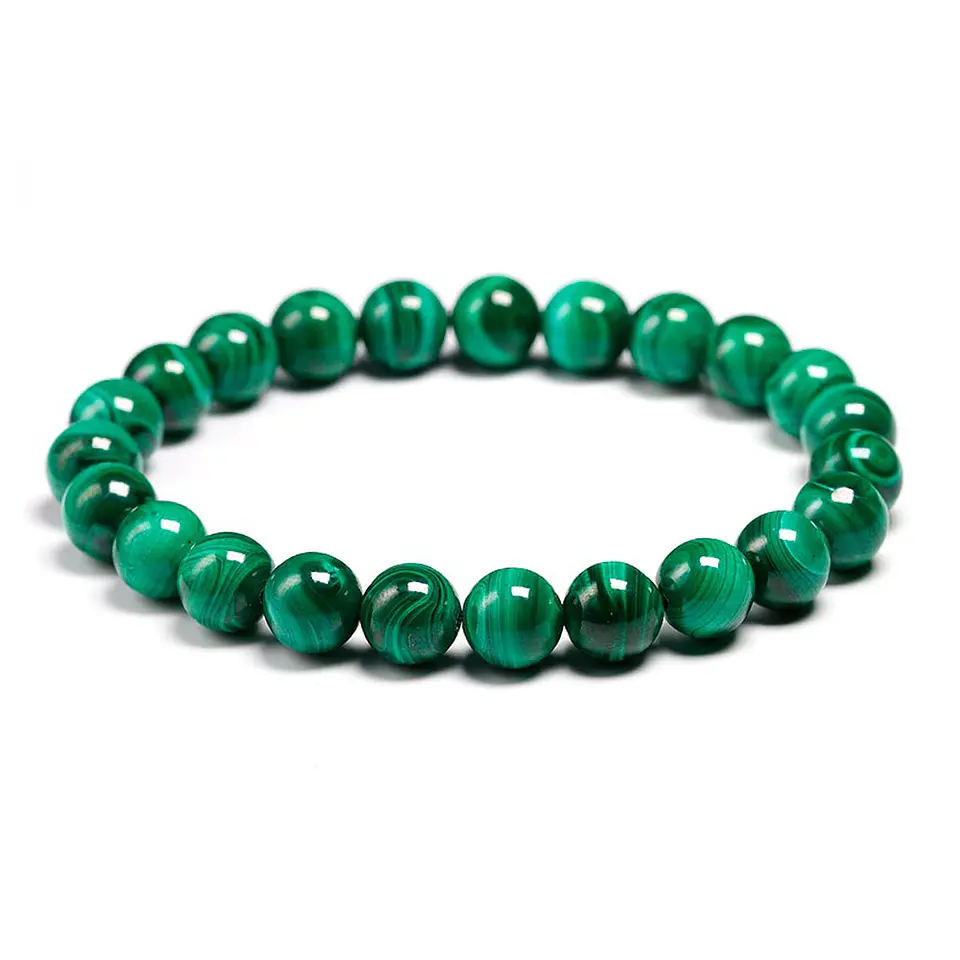 Pulsera Piedra Malaquita Natural Alta Pureza 8mm 1