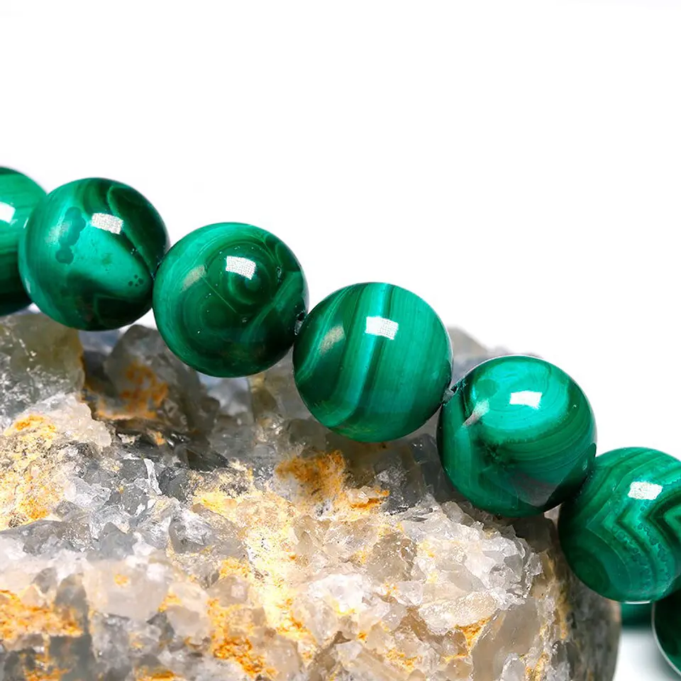 Pulsera Piedra Malaquita Natural Alta Pureza 8mm 3