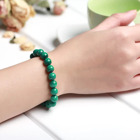 Pulsera Piedra Malaquita Natural Alta Pureza 8mm