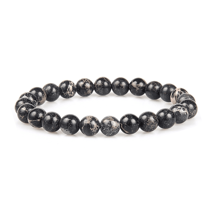 Pulsera Piedra Natural Jaspe Negro Imperial 8mm