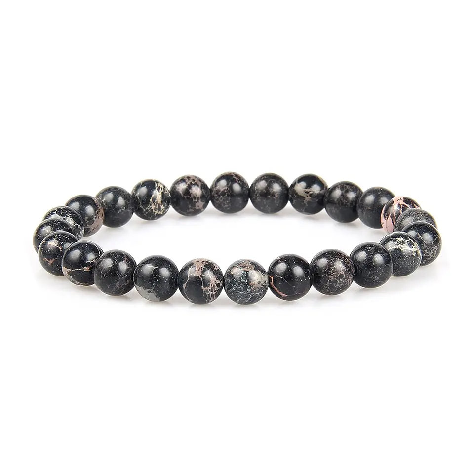 Pulsera Piedra Natural Jaspe Negro Imperial 8mm 1