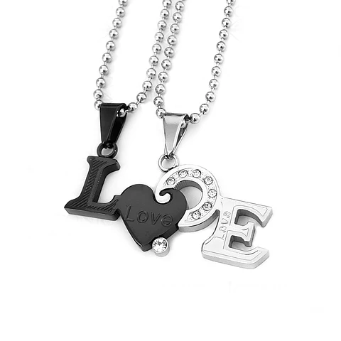 Cadenas para Parejas Corazón Love Acero
