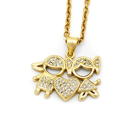 Cadena Acero con Dije de Niño Niña Corazón
