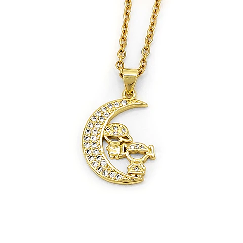 Cadena Acero con Dije de Niños Luna