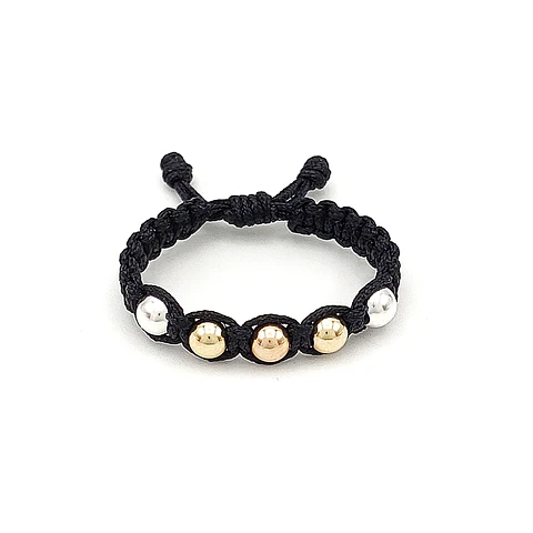 Anillo Tejido Oro Laminado 18k y Plata Italiana Ley 925