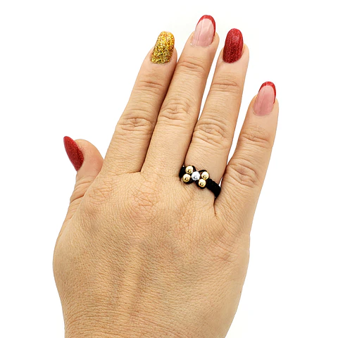 Anillo Tejido Oro Laminado 18k y Plata Italiana Ley 925