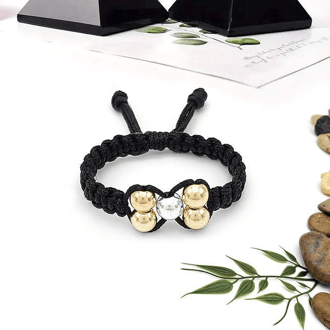 Anillo Tejido Oro Laminado 18k y Plata Italiana Ley 925 3