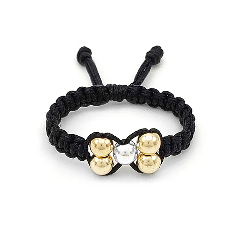 Anillo Tejido Oro Laminado 18k y Plata Italiana Ley 925