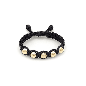 Anillo Tejido Negro Oro Laminado de 18k